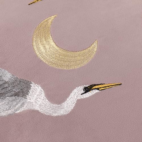 Coussin brodé Paoletti Moonlit Flight velours rose 45x45 garni de plumes - 5