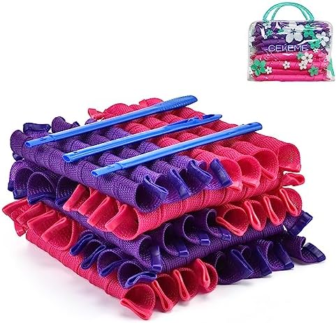 40pcs No Heat Hair Curlers Heatless Spiral Curlers with Styling Hooks 22inch/55cm Magic Hair Rollers No Heat Damage DIY Styling Kit for Women Kids Long Medium Hair