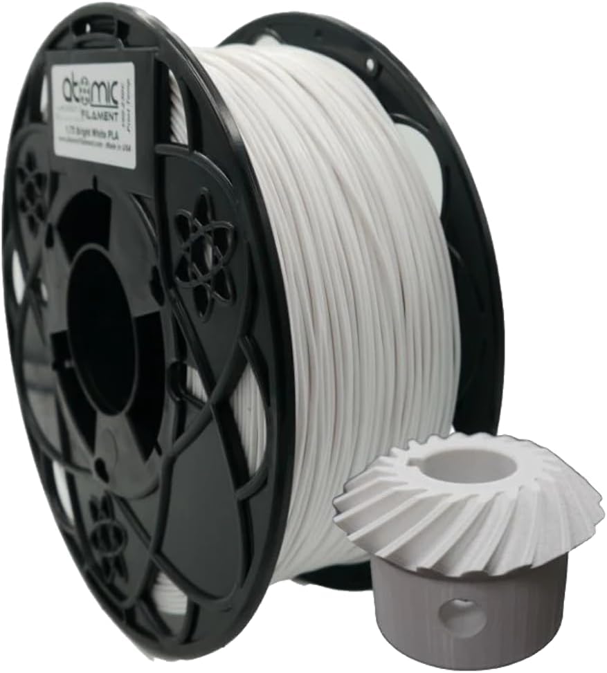 Atomic Filament PLA 3D Printer Filament, 1.75mm +/-0.02mm Dimensional Accuracy 99% Probability – 3.5KG – Fits Most FDM Printers (Light Gray)