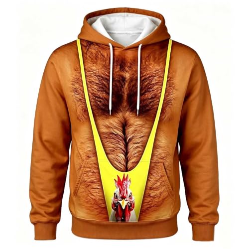 Mens Ugly Christmas Sweater Funny 3D Print Hairy Chest Halloween Sweatshirt - image 2