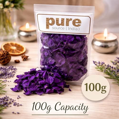 Image of Pure Source India Potpourri - Natural Dried Flower Fragrance Lavender | Long Lasting Home Fragrance | Decorative Bowl Filler | Wardrobe & Car Freshener | Essential Oil Infused (Blue, 100gm)