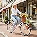 GYMAX Beach Cruiser Bike for Adults, 24/26 Inch Commuter Bicycle for Women with Rattan Basket, Ergonomic Low Step-Through Frame, Rear Rack & Adjustable Seat, City Bike Cruiser Bicycle (24 inch,Pink)