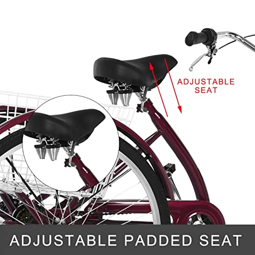 Sanamity 3 Wheel Bicycle - 3 Wheel Bikes for Adults Womans Bike Recumbent Trike Three Wheel Bike Worksman Tricycle [Us in Stock]