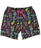 Tipsy Elves Black Neon Nightcap 4 Way Stretch Swim Trunks for Men Size Large