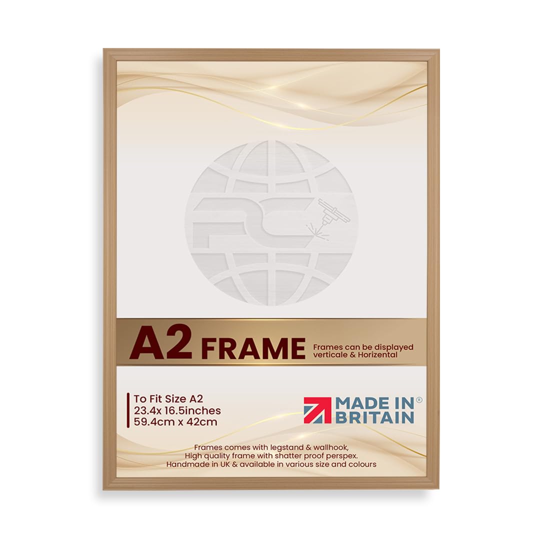 Procut Global Picture Frames A2 Country Pine - Classic A2 Frames With Safe Perspex Front & Wall Hanging Hooks - Premium Synthetic Wood - Handmade Frames โ image 1