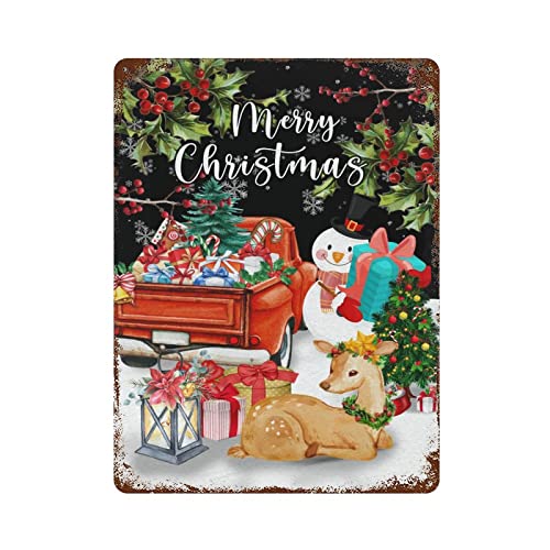 Wodevor Pool Signs And Decor Outdoor Merry Christmas Metal Sign 12X16 Inch Snowman Truck Decorative Christmas Trees Plaque Tin Sign Retro Kitchen Bar Pub Coffee Shop Decor #TOP26
