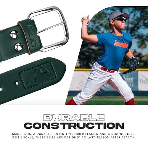 Franklin Sports MLB Adjustable Baseball Belt - 27"-48" Waist - Green - image 2