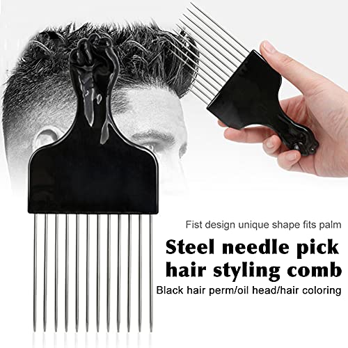 Peine Pick Metalizado para Cabello Rizado Negro miniatura 3