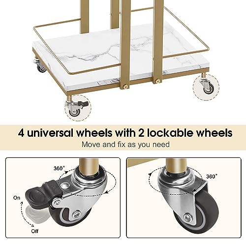 Barberpub Utility Manicure Trolley Metal Storage Rolling Barber Cart With Wheels Multi-Purpose Rack Heavy-Duty Trolley 2033 (White) #TOP5