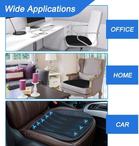 brecoory Cooling Seat Cover, Ventilated Seat Cover, Removable Mesh, Easy to Clean, Suitable for Home, Office, Car, Ventilation, Three-Position Adjustment, Improved Sitting Posture, Black - Image 5