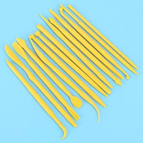 14Pcs Polymer Clay Tool Set, Popular Plastic Clay Carving Tool Soft Clay Craft Sculpting Modeling Tools For Shaping Embossing Sculpting Clay Soap Making Modeling (Yellow) #TOP5