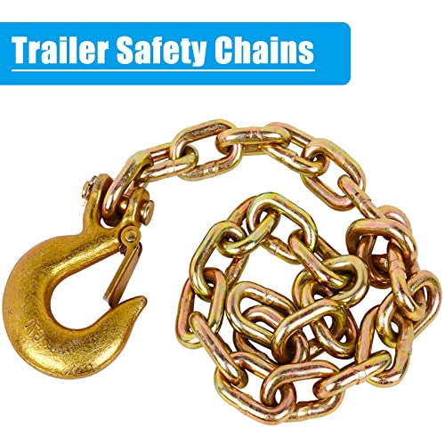 Image of 36 inch Trailer Safety Chain 2 Pack Grade 70 G70 Tow Chain 12600 lbs | Heavy-duty G70 towing chain with 1 /4 inch clevis snap hooks. 12,600 lbs break strength for boat trailer, RV & utility towing.