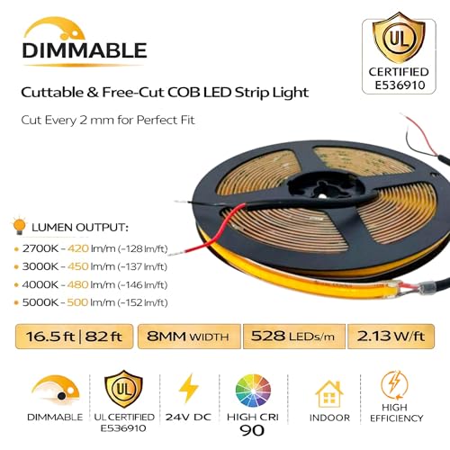 Tira LED Dimmable 24V 8mm 528 LEDs/m 3000K IP20 Interior miniatura 2