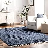nuLOOM Risette Solid 4x6 Shag Area Rug for Living Room Bedroom Dining Room Nursery, Blue