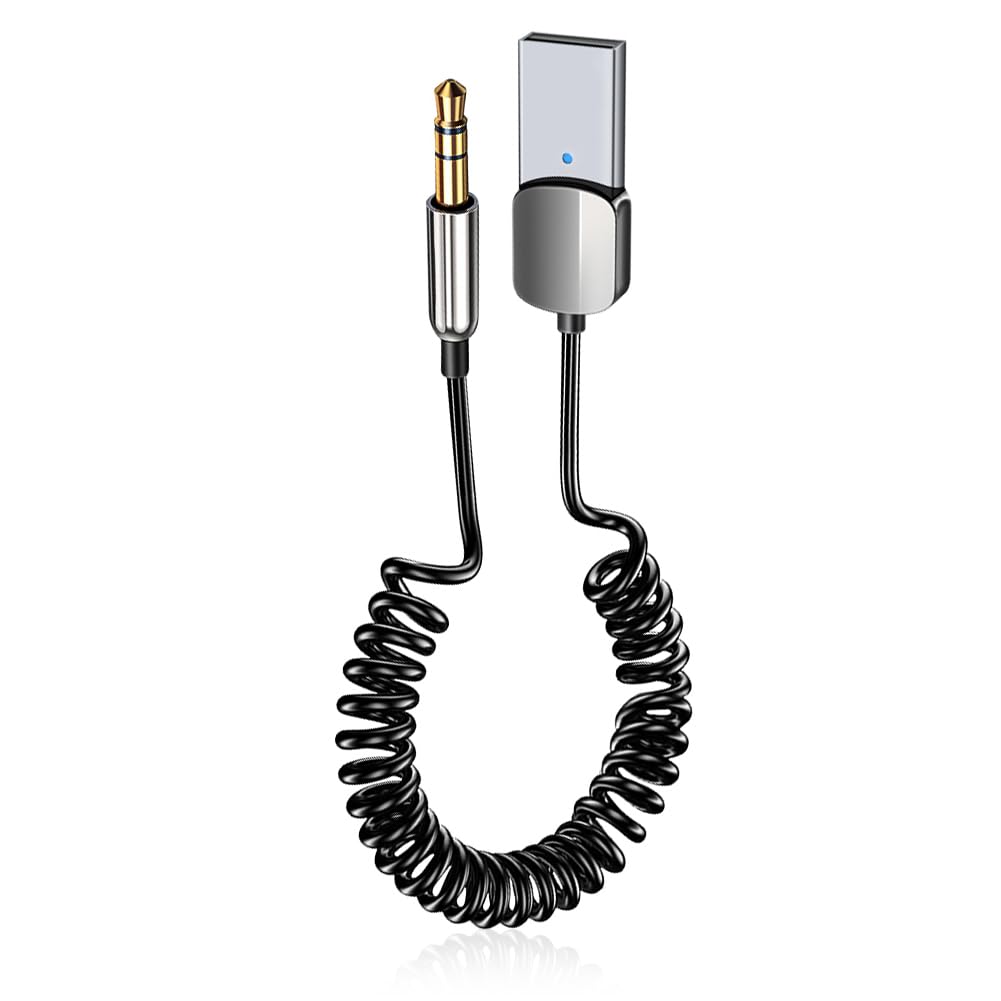 AXFEE 5.0 Aux Bluetooth Adapter, Bluetooth HiFi Empfänger Freisprech Anruf, Auto aux-aluetooth Adapter, Drahtloser Audioadapter mit 3.5mm, für PC/Auto/Heimstereoanlage/Lautsprecher/TV/Tablet