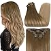 Full Shine 14 Inch Clip In Hair Extensions 10 Pcs 100 Gram Balayage Remy Hair Clip In Extensions Ombre Dip Dye Color 10 Fading To 14 Blonde Highlighted Double Weft Clip In Extensions Human Hair