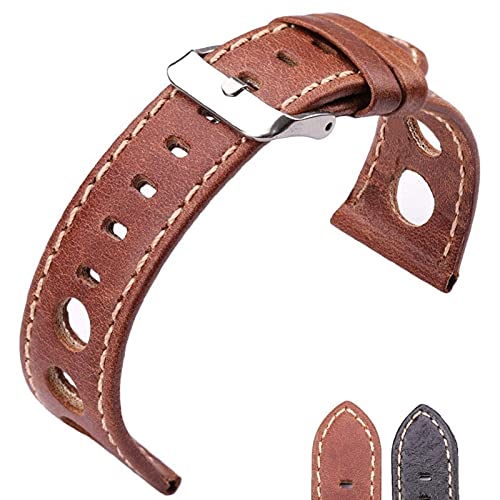 Correas de reloj 24mm de cuero negro flexible y accesorios suaves 6