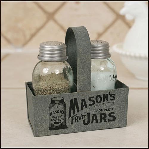 Colonial Tin Works Mason Jar Box Salt and Pepper Caddy - Paquete de 2