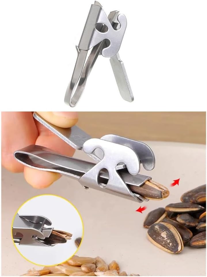 2 Pack Pine Nuts Cracker Mini Portable Pistachio Crackers Nutcracker Opener Clip Sheller Peeling Plier Peeler for Melon Seed Roasted Sunflower Seeds Salted Pumpkin Seeds