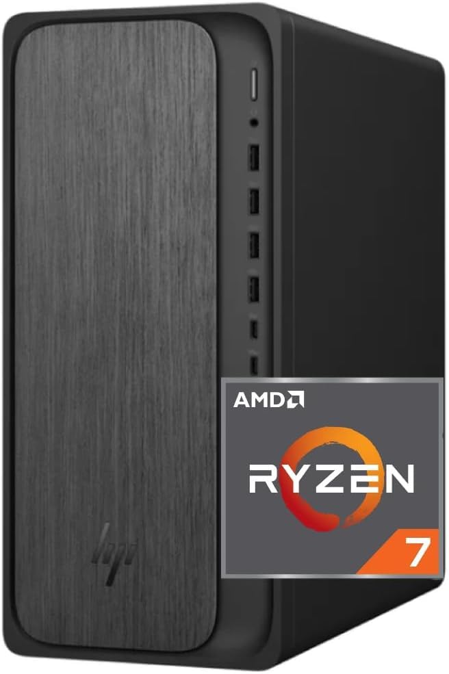 HP Secure & Productive Business Tower Desktop, AMD 8-Core Ryzen 7, 16GB DDR5 RAM, 1TB Storage(256GB SSD & 750GB HDD), HDMI + DP, RJ-45, USB-C, Windows