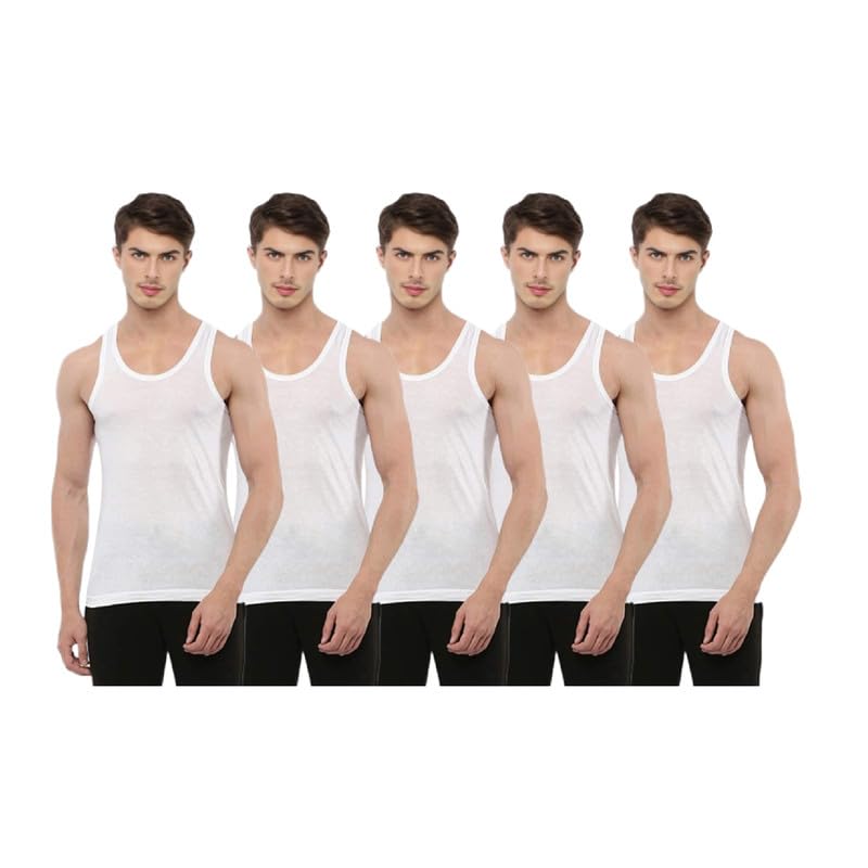 Mens Vest White Sleeveless Pure Cotton Baniyan-image-25