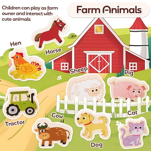HYAKIDS Montessori Spielzeug ab 1 Jahr, Holzpuzzle 1 Jahr, Bauernhof Tier Steckpuzzle Holzspielzeug, Kinder Greifpuzzle Sortierspiel Geburtstag Weihnacht Geschenk für 12-36 Monate Mädchen Jungen