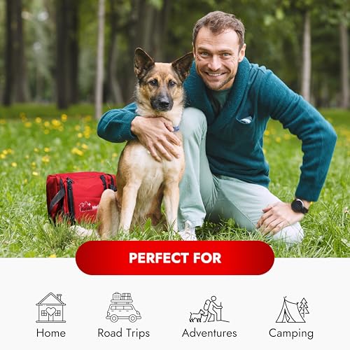 Image of Cat & Dog First Aid Kit - Dog Emergency Kit, Health Supplies & Wound Care -with Thermometer, Bandages for Wounds - Essentials, Travel Bag (Medium)