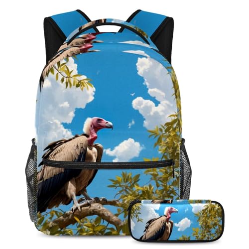 Sac à dos résistant aux charges lourdes avec trousse assortie motif vautour