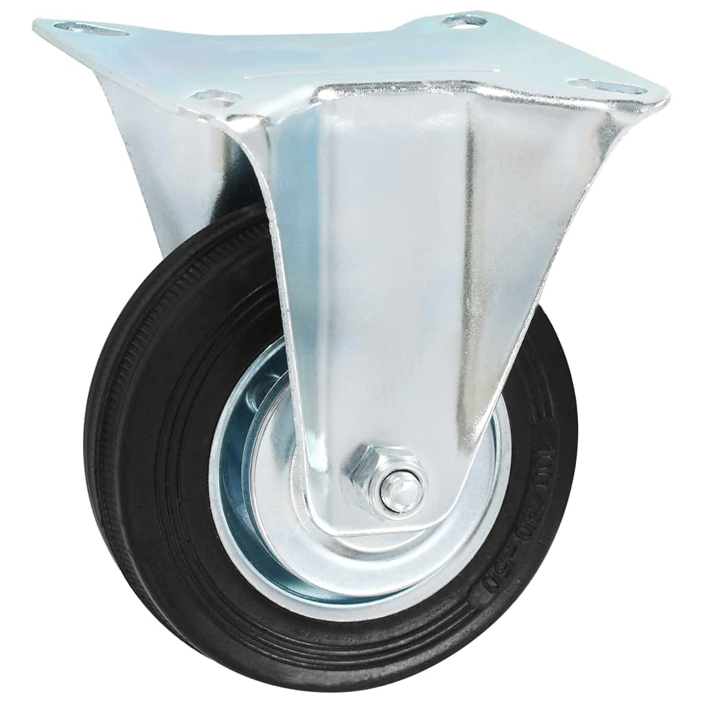 Rolki do mocowania 4 szt. 100 mm guma żelazo powłoka cynkowa do wózka transportowego i warsztatu, obciążenie do 70 kg, bezgłośne działanie, nie uszkadzają podłogi, wytrzymałe, do przemysłu