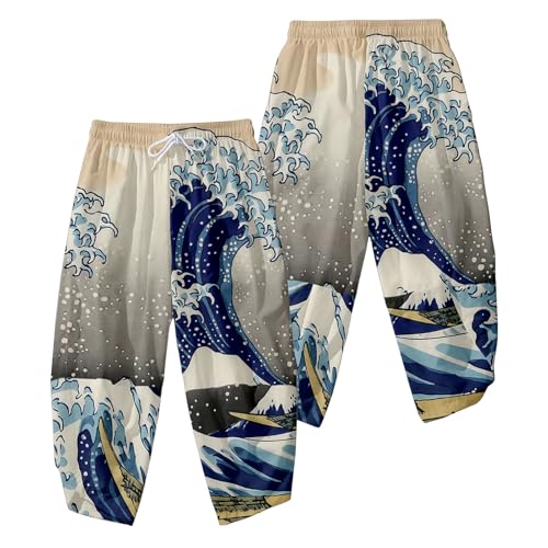 Image of DOSLAVIDA Men's Japanese Kimono Jacket Set Stylish Open Front Coat With Shorts Chinese Style Printed Cardigan Suit