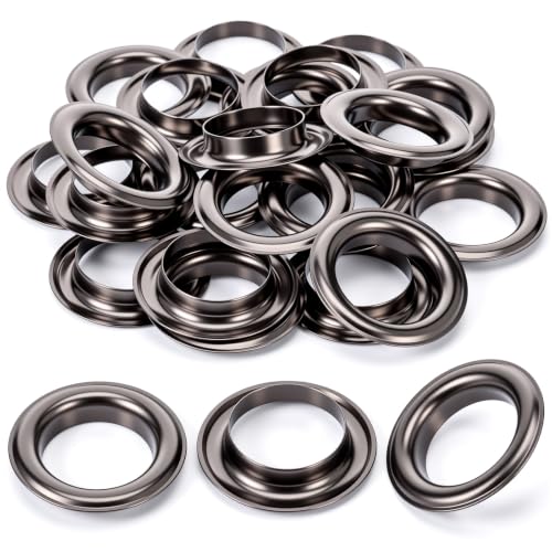 Chuangdi 25 Set 1 Inch Grommets Eyelets Kit Metal Eyelets with Washers Curtain Grommet with Hole Self Backing for Leather, Tarp, Clothes, Canvas (Black)