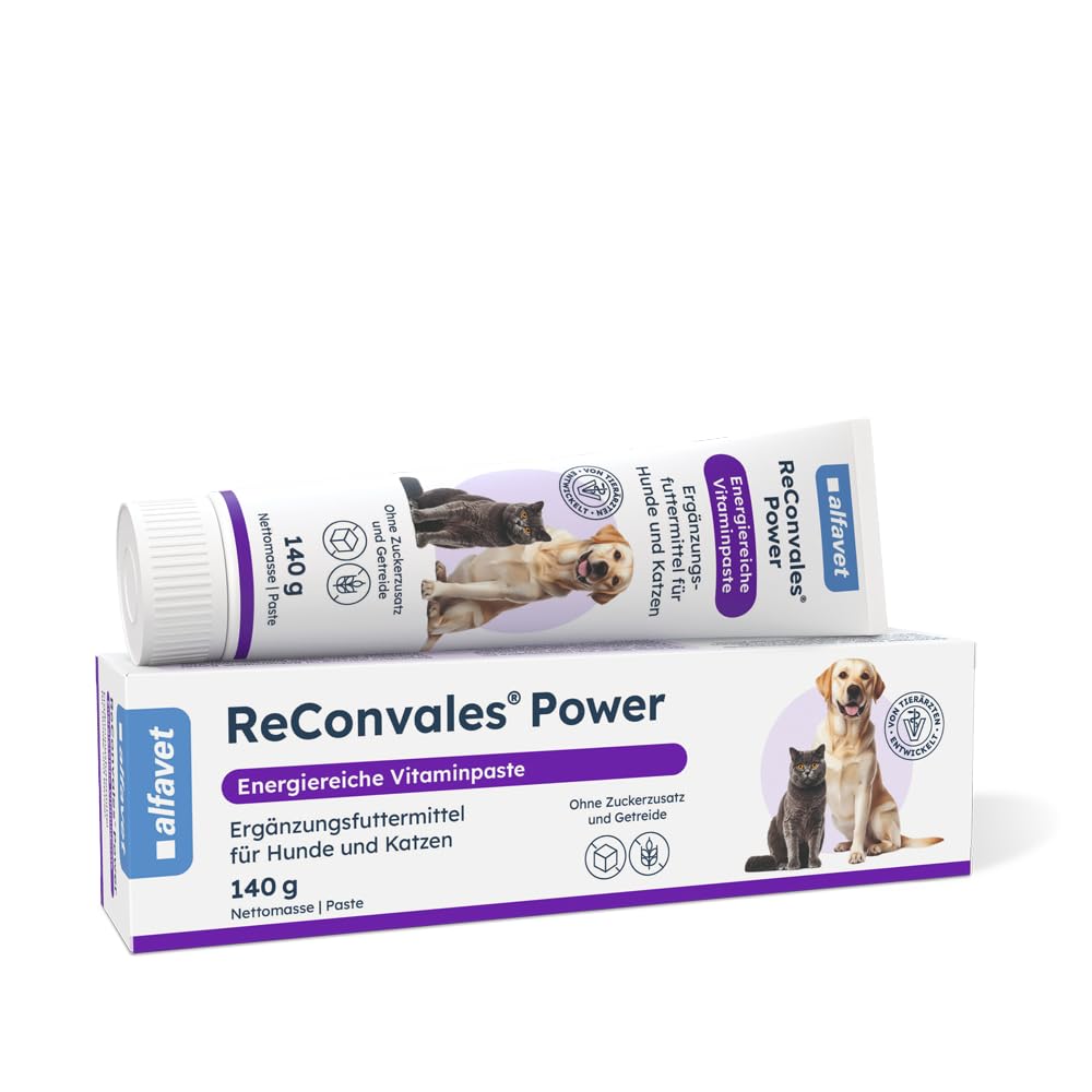 alfavet ReConvales Power, Doppelpack, Ergänzungsfuttermittel für Hunde und Katzen, Päppelpaste bei Untergewicht, Tube, 2 x 140 g