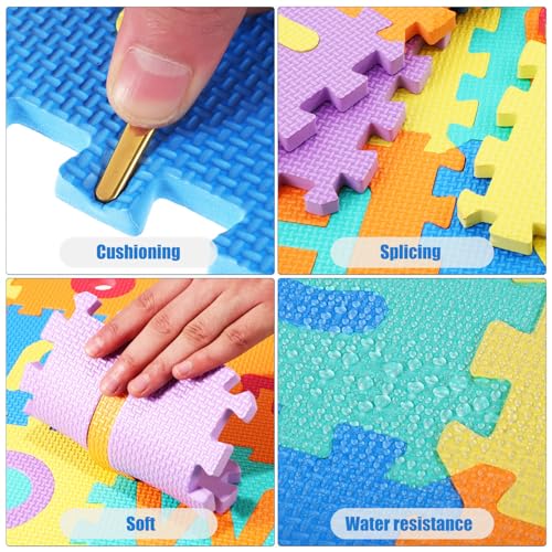 Toyvian 40pcs ABC Foam Mat Number Alphabet Puzzle Floor Mat Baby Puzzle Playmat Toddler Foam Play Mat Sensory Mat for Kids, Foam Squares Floor Mat Alphabet Puzzle Mat for Baby