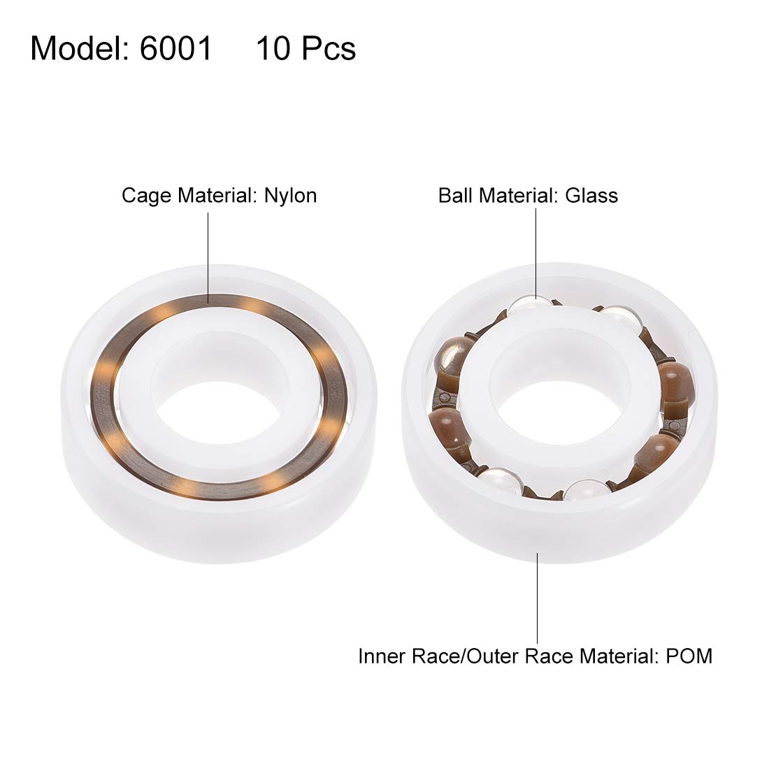 Sourcing Map 5 Stück Kugellager 623 – 3x10x4mm, Glas-Kugeln Mit Nylon-Käfig, Für Präzisionsanwendungen