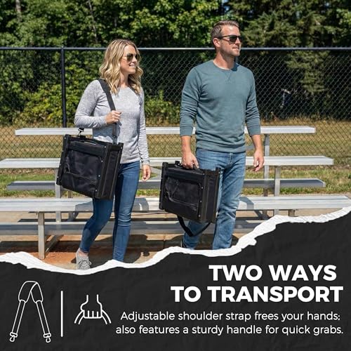 Image of SPORT BEATS Stadium Seats with Back Support Bleacher Chairs with Back and Cushion Thick Padded Bleacher Seats Includes Shoulder Strap Red 2pcs Regular - 17 inch W x 12 inch D x 16.5 inch H