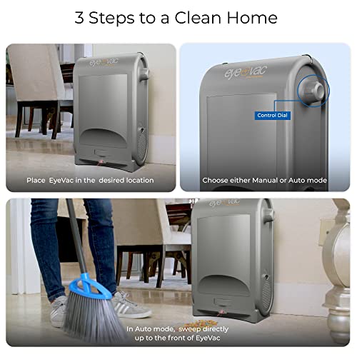 EyeVac Pro Touchless Vacuum Automatic Dustpan - Ultra Fast & Powerful - Great for Sweeping Salon Pet Hair Food Dirt Kitchen, Corded Canister Vacuum, Bagless, Automatic Sensors, 1400 Watt (Sliver)