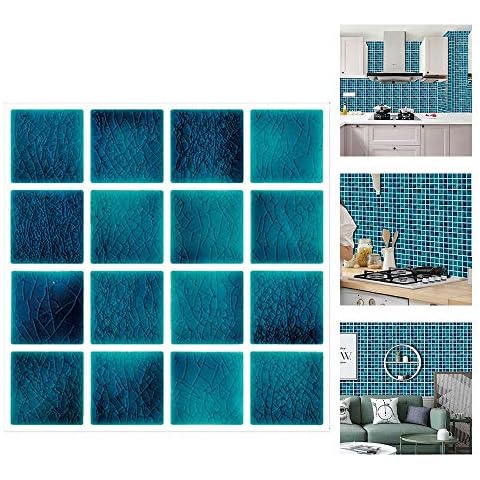 ConBlomi 30Pcs Wall Tile Stickers, Self Adhesive Wall Tiles Decals Waterproof Transfers Sticker DIY Tiles Decals Splashback for for Kitchen Bathroom Home Decor, 10 x 10cm Cover
