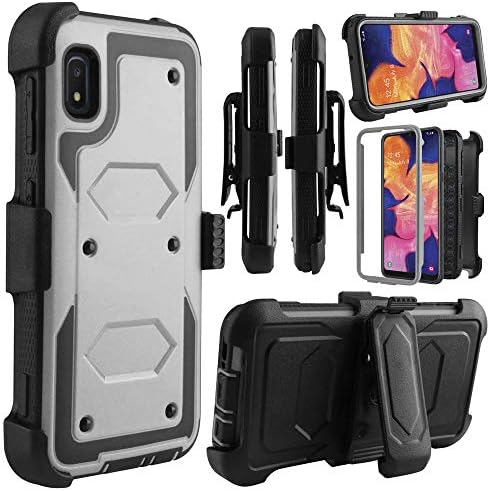 Telegaming Samsung A10e Case, Galaxy A10e Case, with Screen Protector Swivel Belt Clip Holster, Shock Absorption Heavy Duty Hybrid Amor Phone Case for Samsung A10e Gray