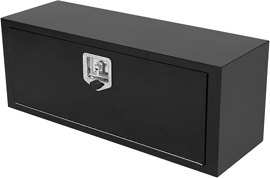 Black Steel Underbody Truck Tool Box with T-Handle Lock, Heavy Duty Truck Storage Organizer - Waterproof, 36"x 12"x 14" inch