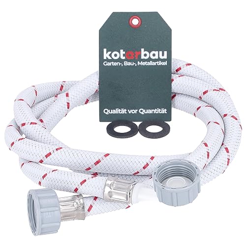 KOTARBAU® Goma Lavadora, Manguera de entrada para lavadoras, 1,5 m x 13 mm, manguera blindada para lavavajillas, manguera de 3/4 pulgadas, arco / recto para lavavajillas, piezas de repuesto con junta
