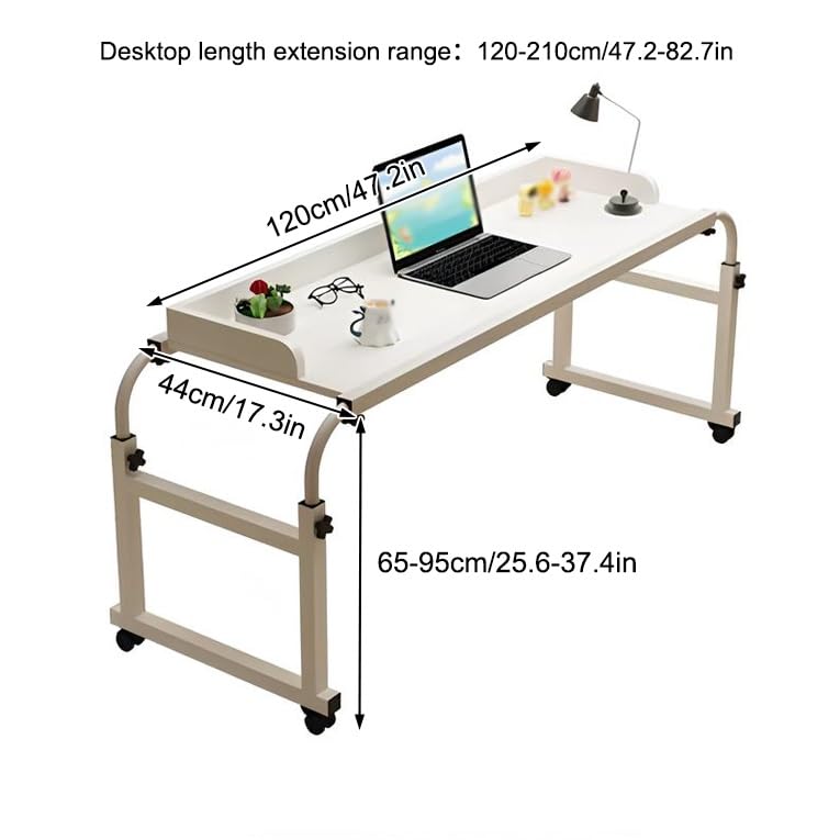 Table de lit à roulettes, Bureau Mobile pour Ordinateur Portable, Table de Chevet Moderne sur roulettes, Hauteur réglable, pour hôpitaux/familles