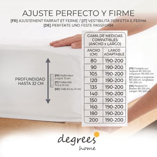 Miniatura 3 de Degrees Home Salvacolchón Protector De Colchón Impermeable Y Transpirable Con Banda Ajustable 135x190 200 Antiácaros, Lavable Y Certificado Oeko-Tex Cubre Colchón Ajustable Hasta 32 Cm