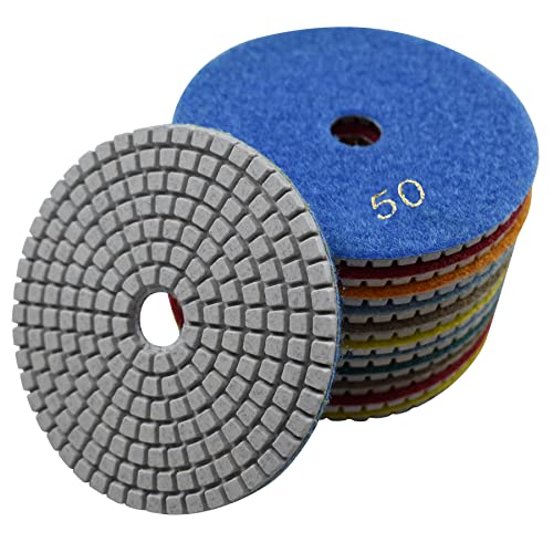 Konfor 7 Pcs Wet 4" Diamond Polishing Pads Set For Granite Marble Concrete Stone Polish #TOP4