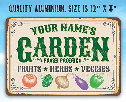 Personalized Garden Sign Decor - Custom Durable Metal Plaque - 8" X 12" Or 12" X 18" Use Indoor/Outdoor - Great Gift For Gardeners & Decor For Back Yard & Patio Under $25 #TOP4