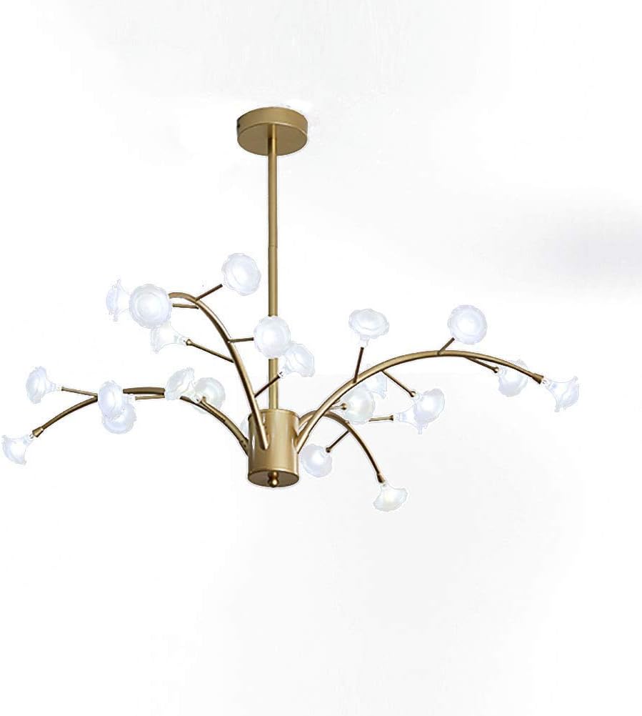 Chandelier 24 Lights Modern Sputnik Mid Century Pendant Light Fixture Gold Hanging Ceiling Light Fixture for Kitchen Dining Room Living Room,White,24 Lights