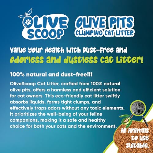 OLIVE SCOOP Natural Clumping Cat Litter, (6kg/8L)- Olive Pits, Biodegradable, Dust-Free, Eco-Friendly, Unscented, Hypoallergenic, Odour Control, Safe for Kittens & Adult Cats - Image 6