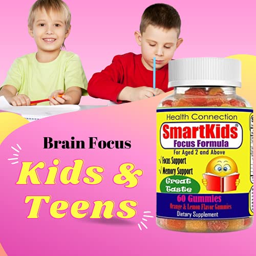 Smartkids - Brain Focus Chewable Gummies Supplements Great Taste Attention & Memory Formula For Childrens And Teens, Natural Omega 3 6 9 Dha Gummies For Kids, Calming Mutlivitamins School Study Task #TOP1