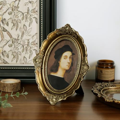 4x6 Picture Frame Gold, Vintage Bronze Gold 4 by 6 Picture Frame Hand-Crafted Resin with Glass Front Ornate Retro Antique Photo Frame for Wall and Tabletop Display Home Decor