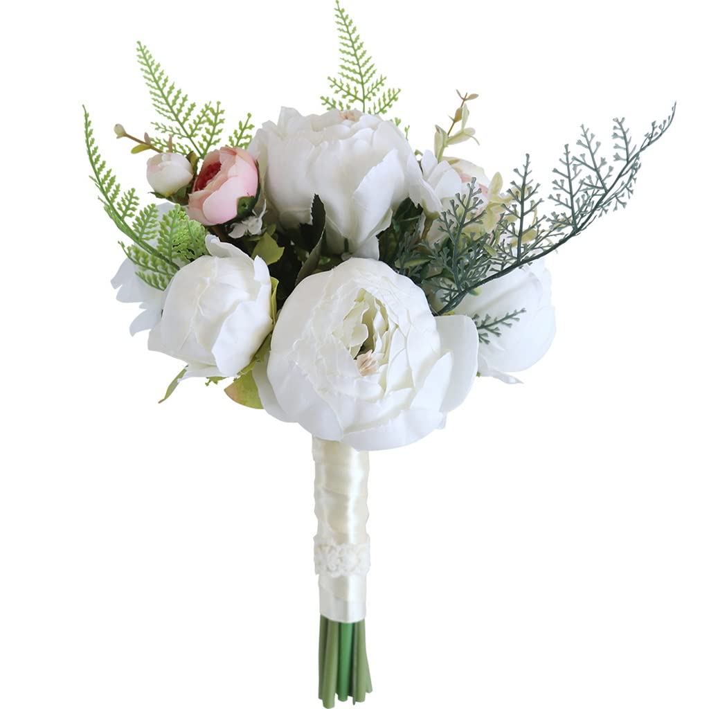 Bouquet de mariage simule de pivoines blanches pour demoiselle d honneur et decoration
