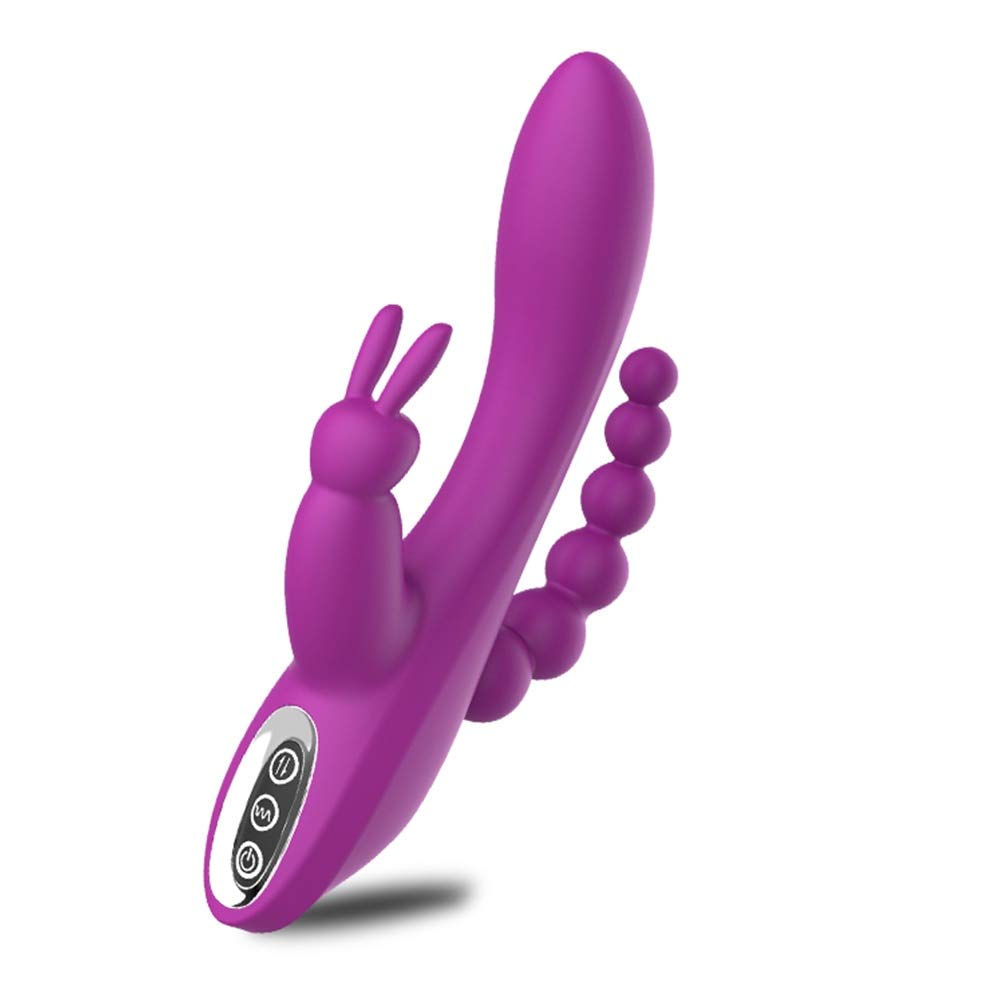 Vibratore del coniglio martellante, vibratore clitorideo con stimolazione del punto G femminile, stimolatore clitorideo femminile, vibratore potente con ricarica USB con silicone impermeabile purple